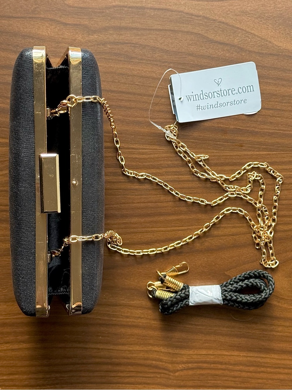 windsor black clutch purse